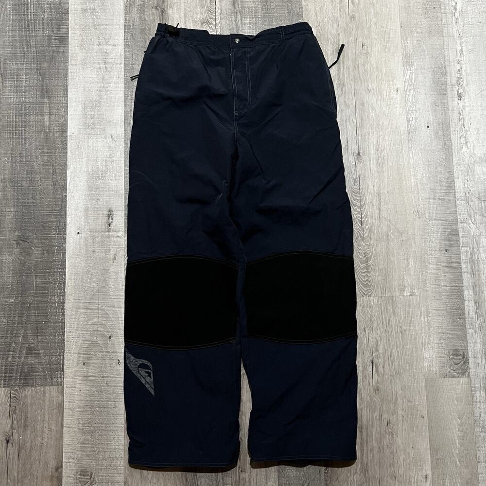 VTG Quiksilver Snow Pants Baggy Patched Knees Baggy Ski Snowboard Blue Sz L